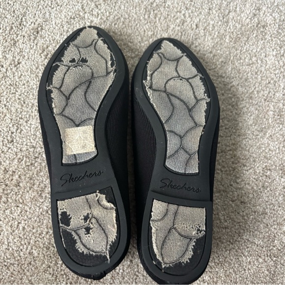 Skechers Cleo Style Knit Ballet Flat Black Almond Toe Slip On Stretch Fit - Picture 9 of 9